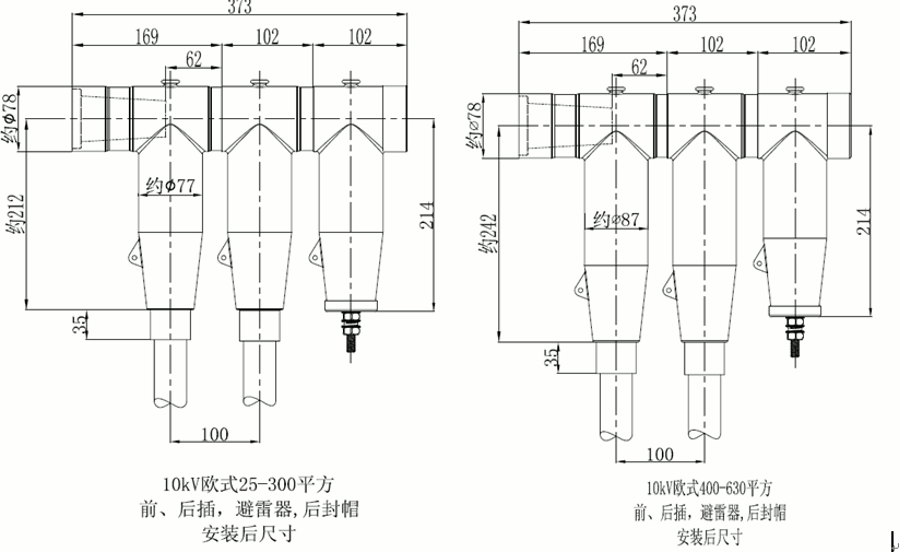 ga黄金甲体育核材15kV欧式630-1250A非屏蔽型可分离连接器结构尺寸2.gif